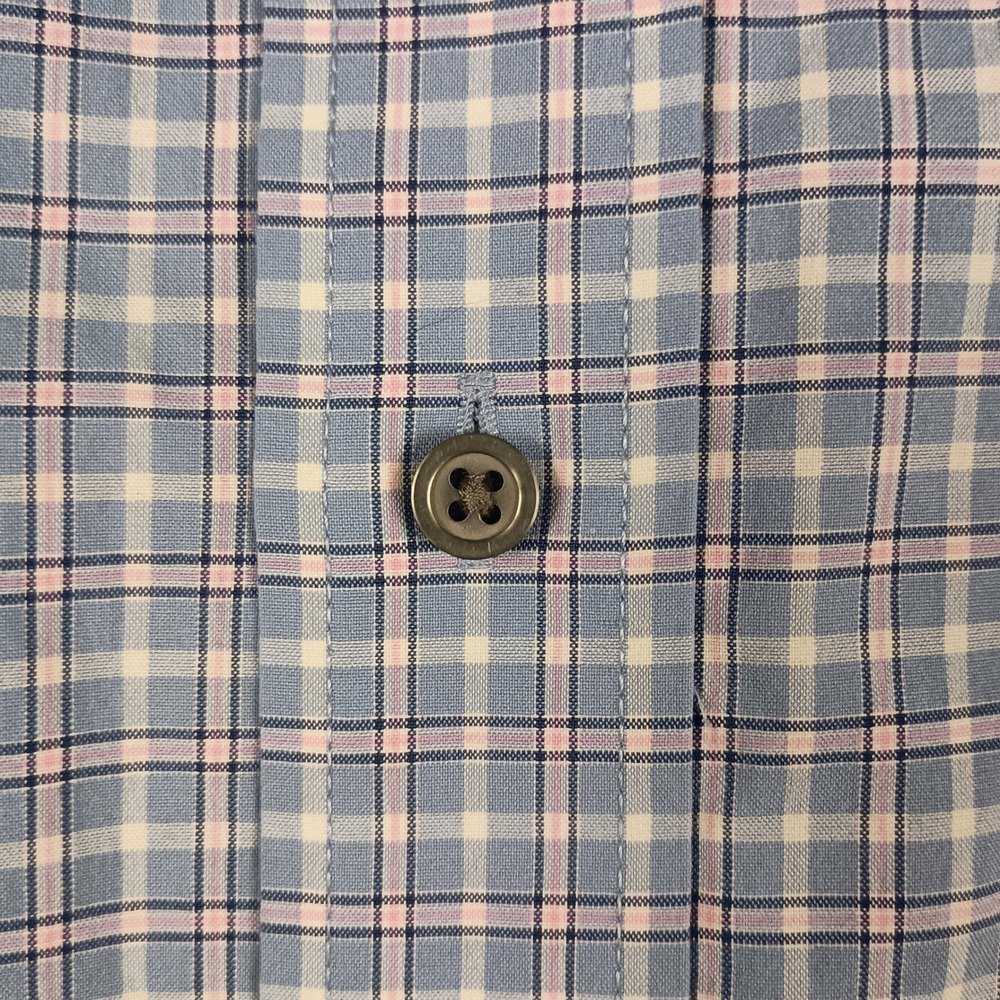 Jos. A. Bank Button Down Shirt Mens L Blue Plaid Excellent Traveler Slim Fit - Picture 3 of 11